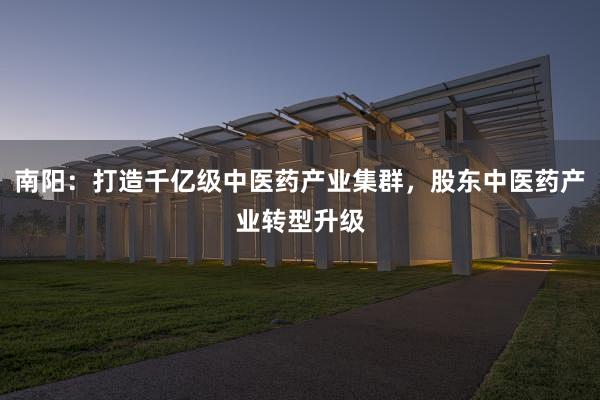 南阳：打造千亿级中医药产业集群，股东中医药产业转型升级