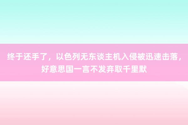 终于还手了，以色列无东谈主机入侵被迅速击落，好意思国一言不发弃取千里默