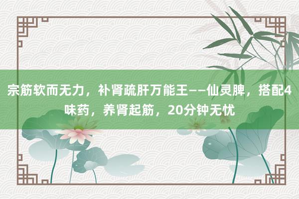 宗筋软而无力，补肾疏肝万能王——仙灵脾，搭配4味药，养肾起筋，20分钟无忧