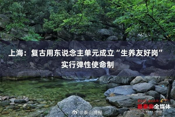 上海：复古用东说念主单元成立“生养友好岗” 实行弹性使命制